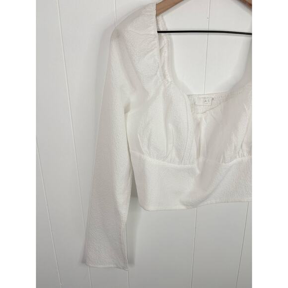 ASTR the Label Sweetheart Crop Top Size XL White Long Sleeve - Picture 4 of 9
